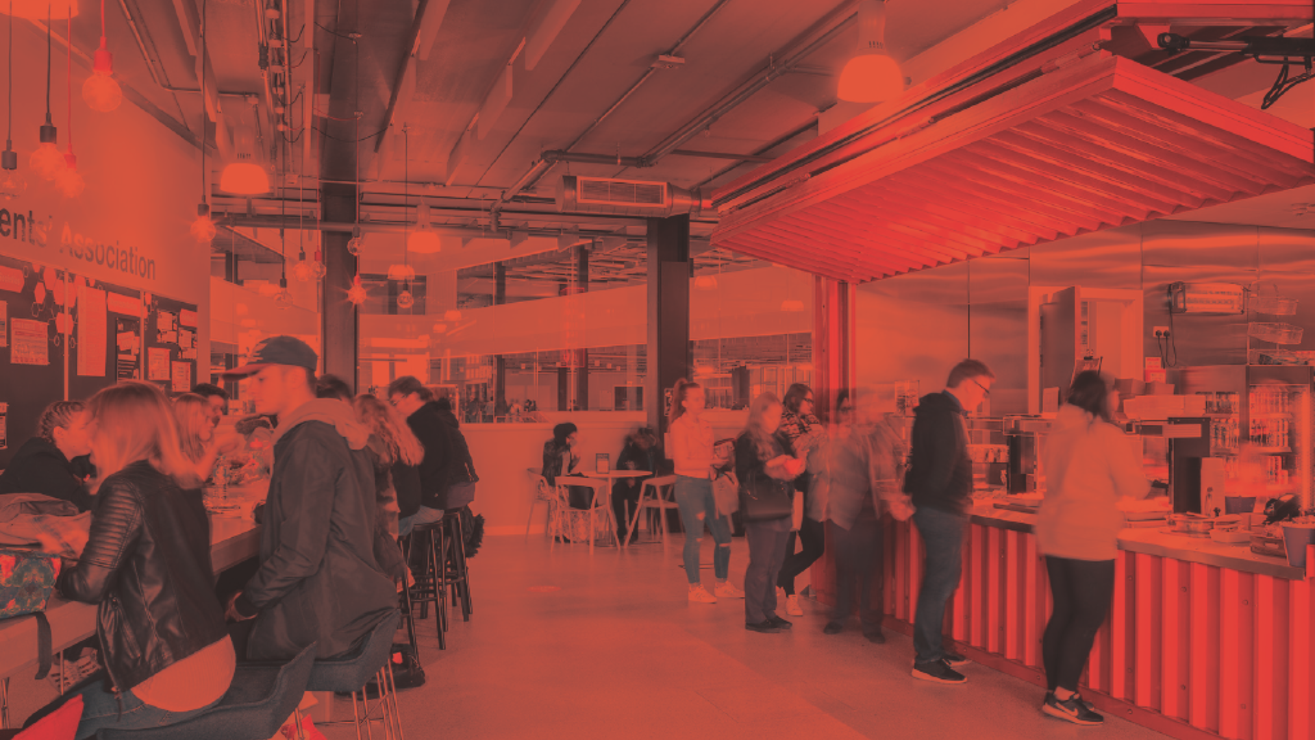 A photo of your Students' Association space with a red / orange colour overlay